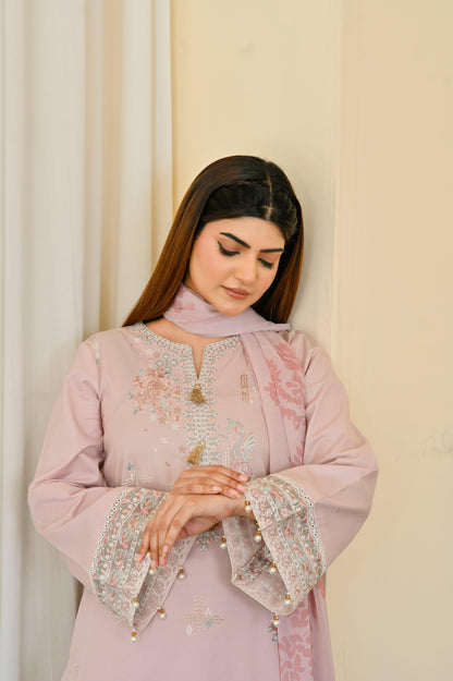 BIA – EMBROIDERED LILAC LAWN 3 PIECE SUIT