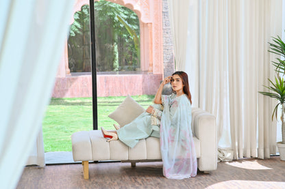NOOR – EMBROIDERED MINT GREEN LAWN 3 PIECE SUIT