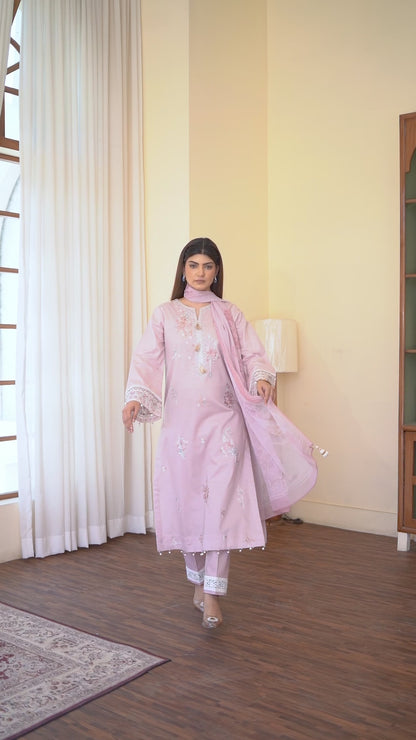 BIA – EMBROIDERED LILAC LAWN 3 PIECE SUIT